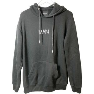 Boohoo Oversized Original MAN Print Hoodie Black Size M